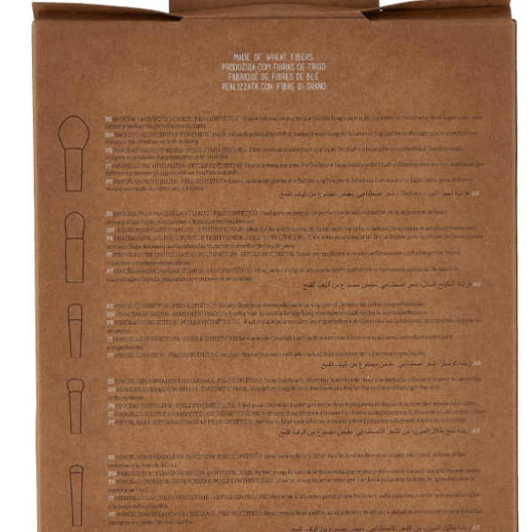 Beter - Set de Maquillaje Natural Fiber - Kit 5 Brochas y Pinceles de Pelo Sintético